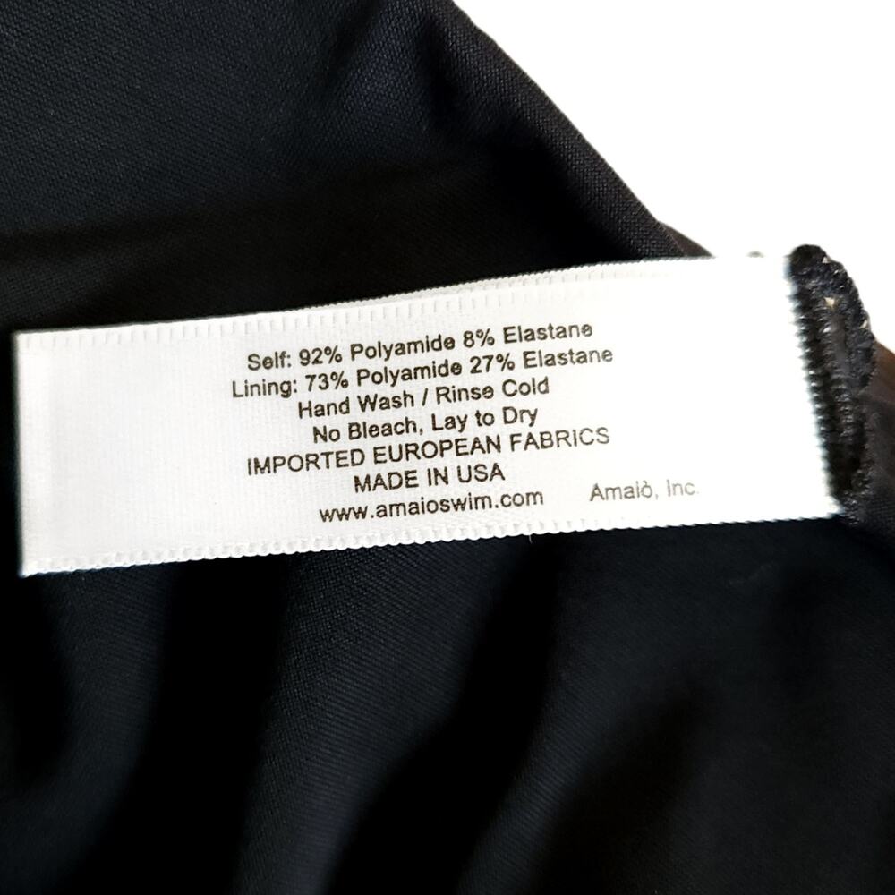 AMAIO Solene belted jacquard maillot one piece textured black luxe swimsuit Sz S - Picture 9 of 12